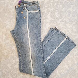 RARE Vtg Val Jeans USA Hipster Women's Sz 7 Bootcut Blue Denim Stretch Stripe